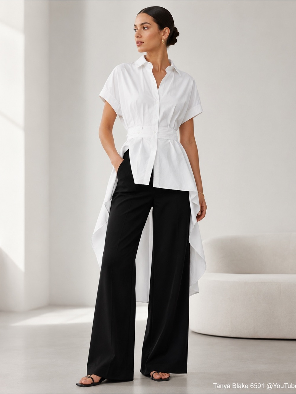 Lewit White High-Low Cotton Shirt Tunic – Size M